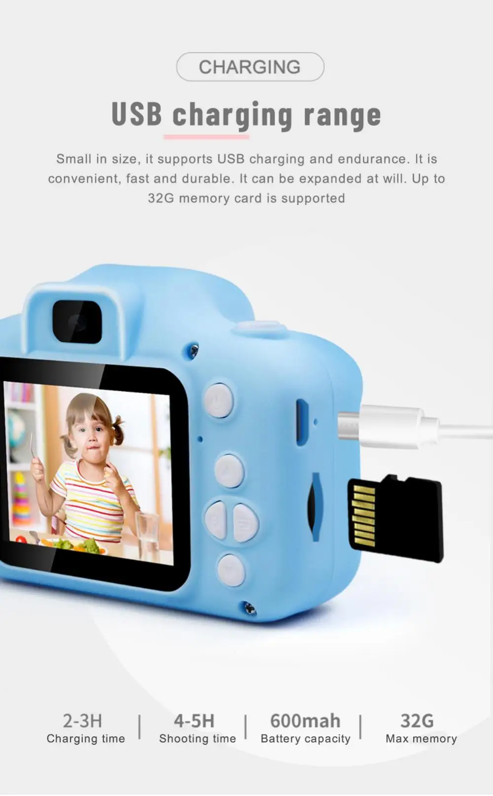 Children's Camera For Chrismas Gift KID's Digital Camera With Cat Silicone Cover HD Camera Support Anteroposterior Photography