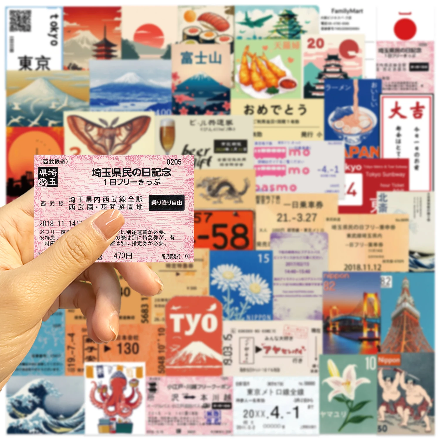 50PCS Japan Reise Kultur Aufkleber Sammlung Graffiti Aufkleber Pack DIY Sammelalbum Telefon Laptop Gitarre Schreibwaren Klassisches Spielzeug – Detail 10