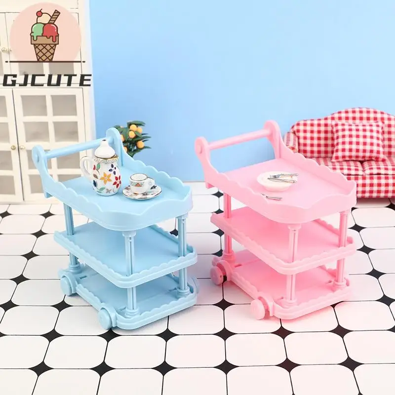 거실 장면 장식 장난감 인형 집 액세서리, 1:12 인형 집 미니어처 다이닝 카 트롤리 모델, 1PC