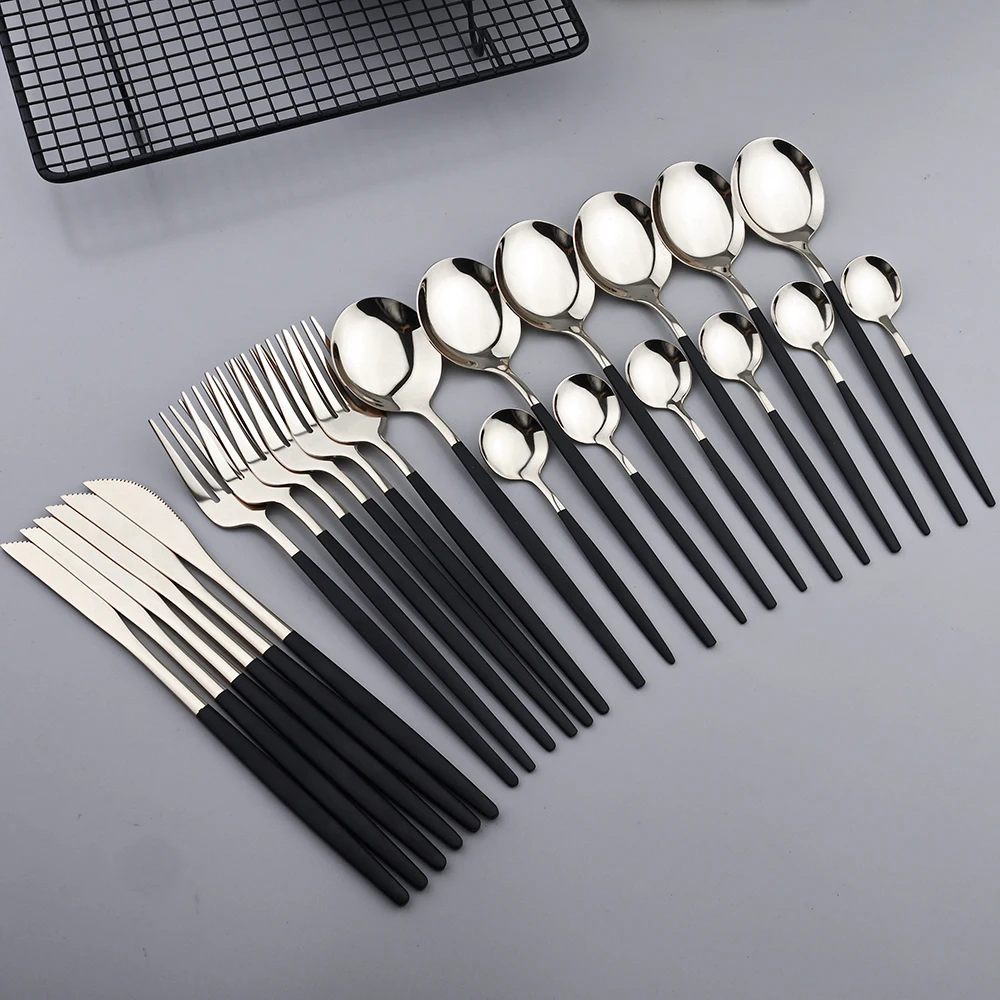 

Zoseil 24Pcs Dinnerware Set Western Stainless Steel Tableware Set Knives Fork Spoons Mirror Dinnerware Kitchen Dinner Silverware