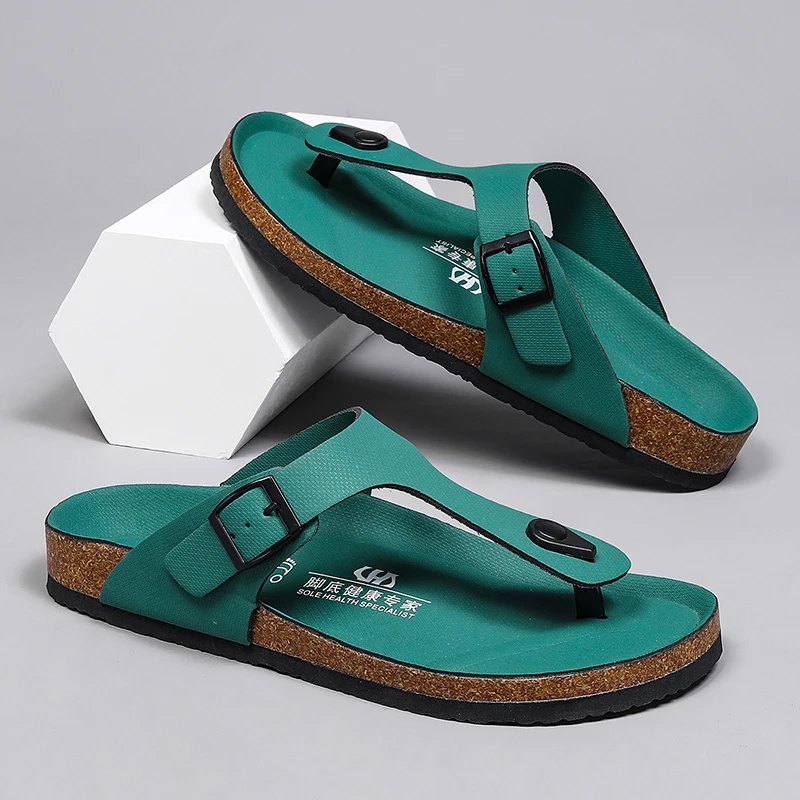 الفاخرة الرجال الجلود الصيف عطلة الشاطئ أحذية مفتو...