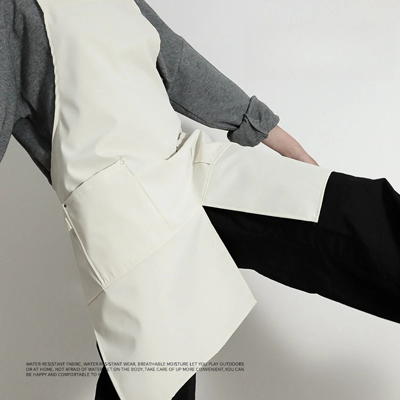 Split Waterproof Polyester Apron for Coffee Cafe Kitchen, Custom Logo Canvas Waist Bib Restaurant Work Uniform 2025 New