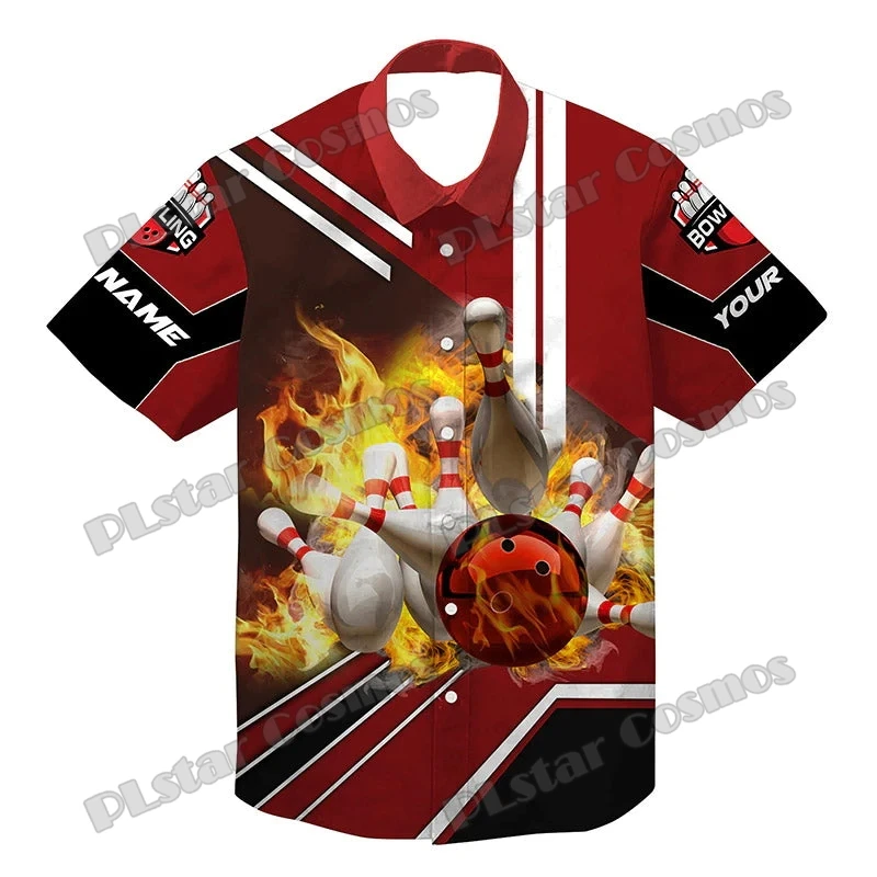 Personalisierter Name Bowling Team 3D-gedrucktes modisches Herren-Hawaiihemd Sommer Unisex Casual Kurzarm Button-Down-Hemd SH23 – Detail 13