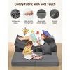 Modular Kids Play Couch,Upgraded Play Couch Convertible Rocking Horse,Sectional Kids Sofa Couch with Star Moon for Kids 5