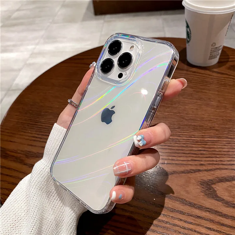 Aurora Laser Luxury Transparent Hard Phone Case - Clear Soft Cover