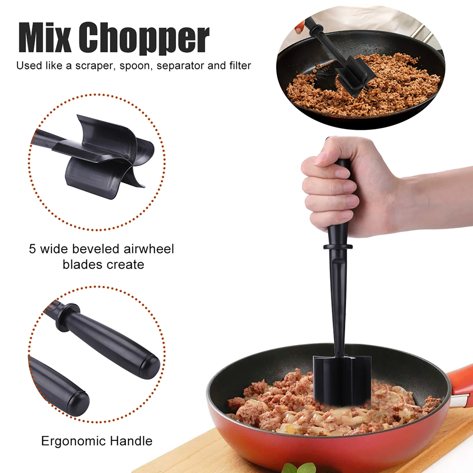 Wrea Meat Chopper Multifunctional Ground Beef Masher Burger