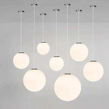 모던한 LED 유리 펜던트 조명, 미니멀리스트 밀크 화이트 버블 볼 행잉 램프, 거실 식당 침실 가정 비품