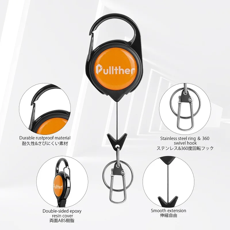 Fishing Accessories Pullther Fishing Retractable Key Chain Gear Combo Cord Easy Release Badge Holder Fly Fishing Zinger Retractor