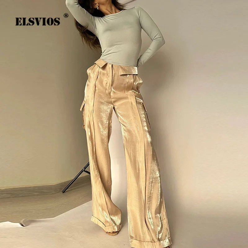 Spring Summer 2024 Streetwear Fashion Lady New Party Pants INS Casual Solid Color Zipper Multiple Pockets Loose Elegant Trousers