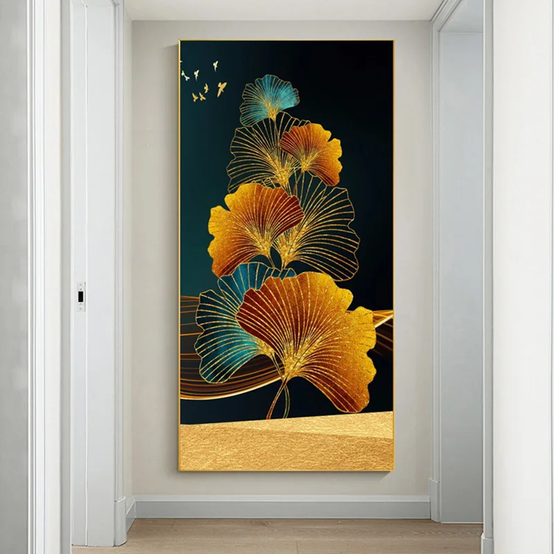 

Настенные постеры в скандинавском стиле, картины на холсте с изображением гинкго, Листьев, ландшафта, современное искусство, украшение для дома, гостиной