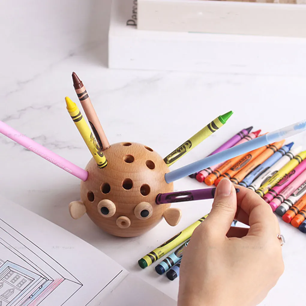 

Pen Container Fish Holder Cute Wooden Stand Stationery Handicrafts