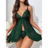 Sous-vêtements d'été pour femmes, grande taille, ensemble de lingerie féminine ultra-fine, robe de nuit, string transparent 6