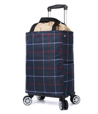Women Rolling Shopping bag Wheels Grocery Wheeled Bag Short Trip Travel Trolley Bag Travel Tin Foil Picnic
