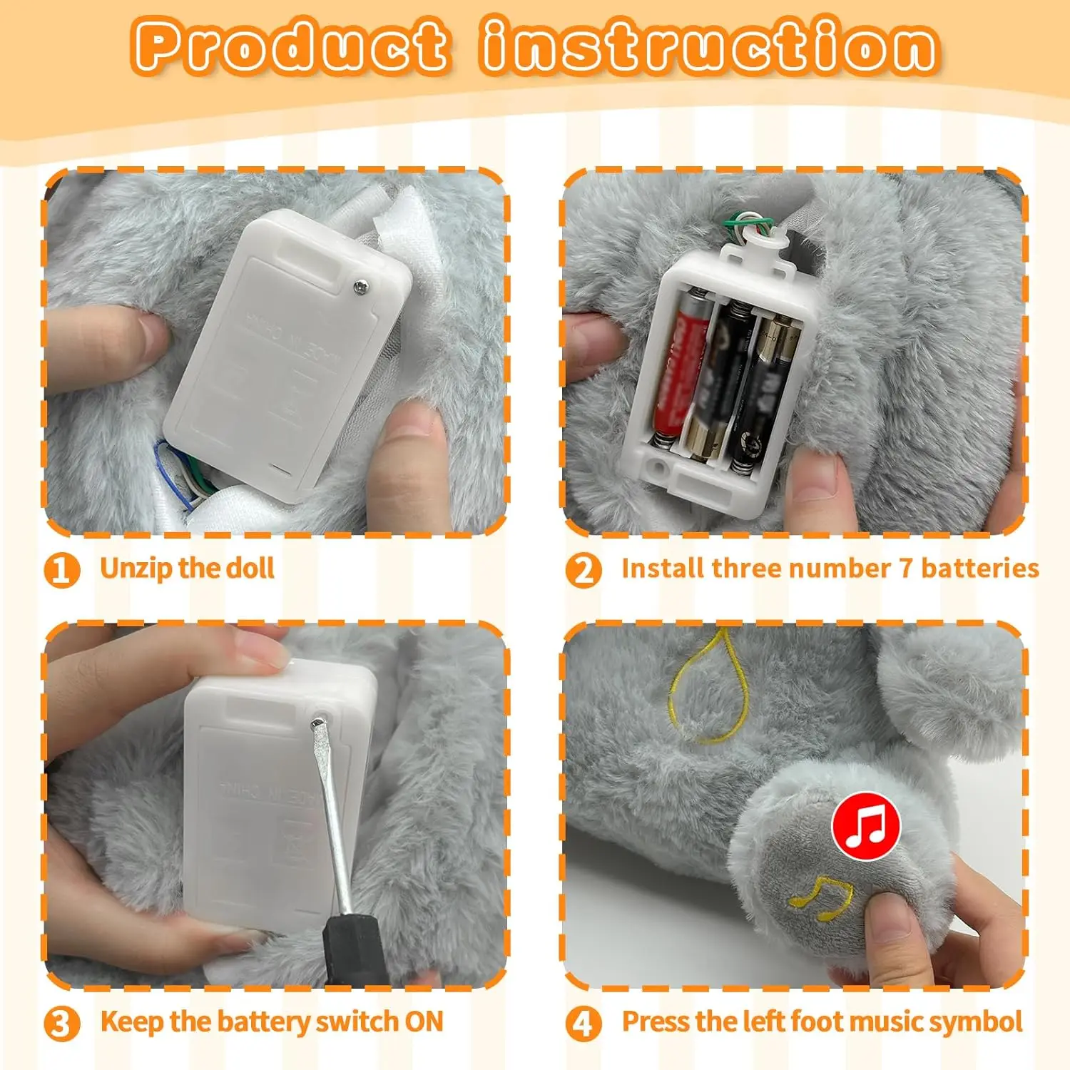 Baby Elephant Breathing Stuffed Animal Plush Doll Toy Sleeping Companion Music and Light Doll Sensory Stuffed Toy Kids