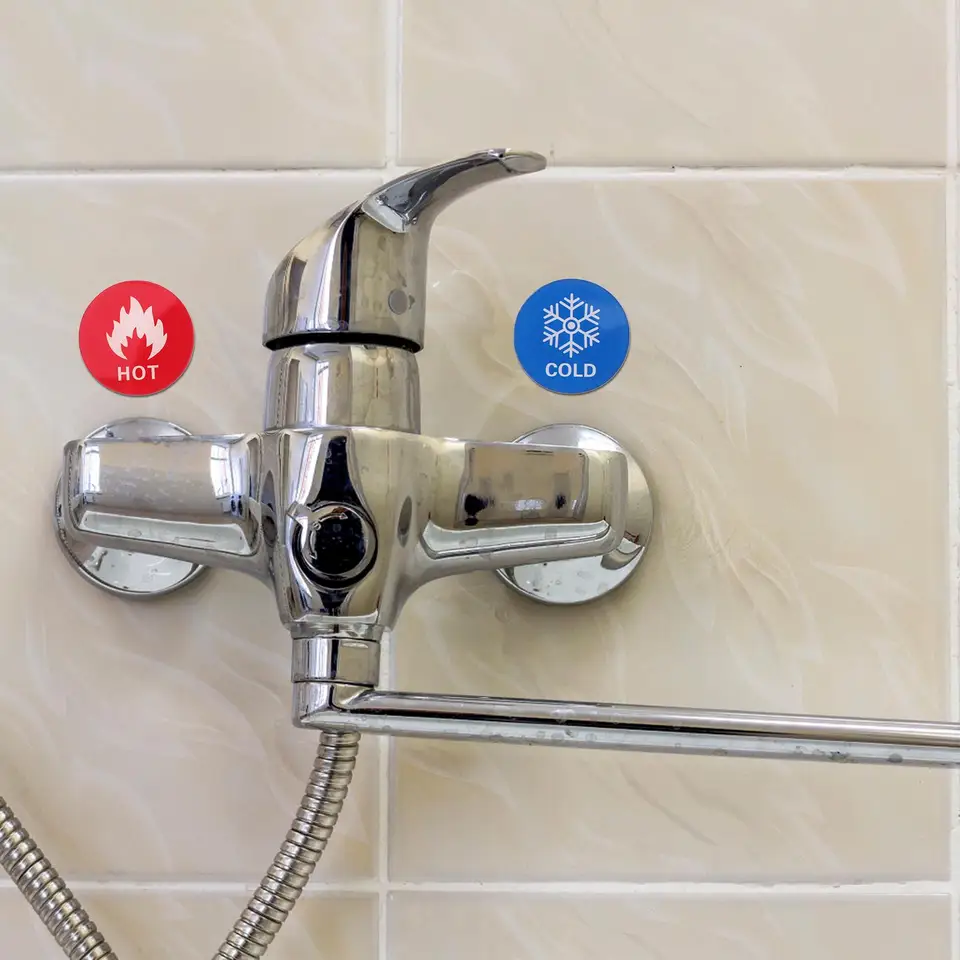 Cold Hot Water Lines Hot And Cold Water Pipe Shape Symbol Shower Tap Geyser  Faucet Indicator, image size:960x960