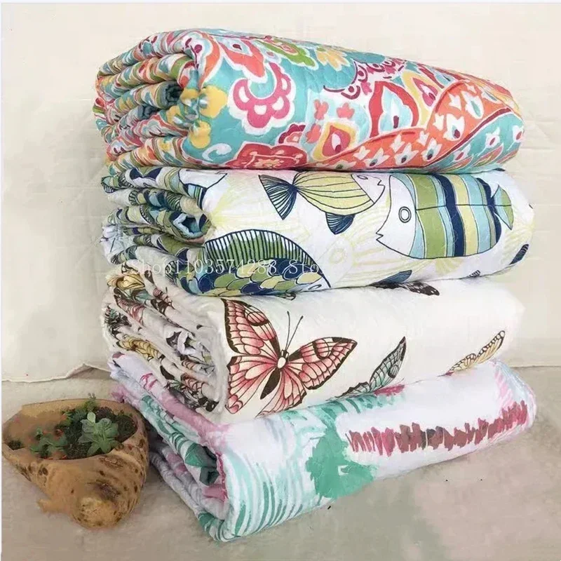thumbnail image 1 of * Juego de colcha, funda de cama de algodón lavada, funda de almohada, colcha de verano, colcha doble Queen, Sábana individual doble, manta estampada, 1 of 5