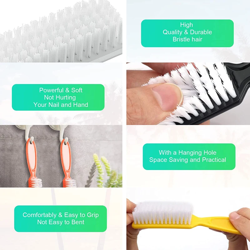4/6/12 Pcs Color Nail Brush Cleaning Brush Plastic Handle Grip Multifunctional Brush Clean Scrubbing Pedicure For Toes Manicure