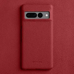 Melkco Premium Handmade Real Leather Phone Cover - Half - Wrapped Cowhide Design - Google Pixel 9 (Red)
