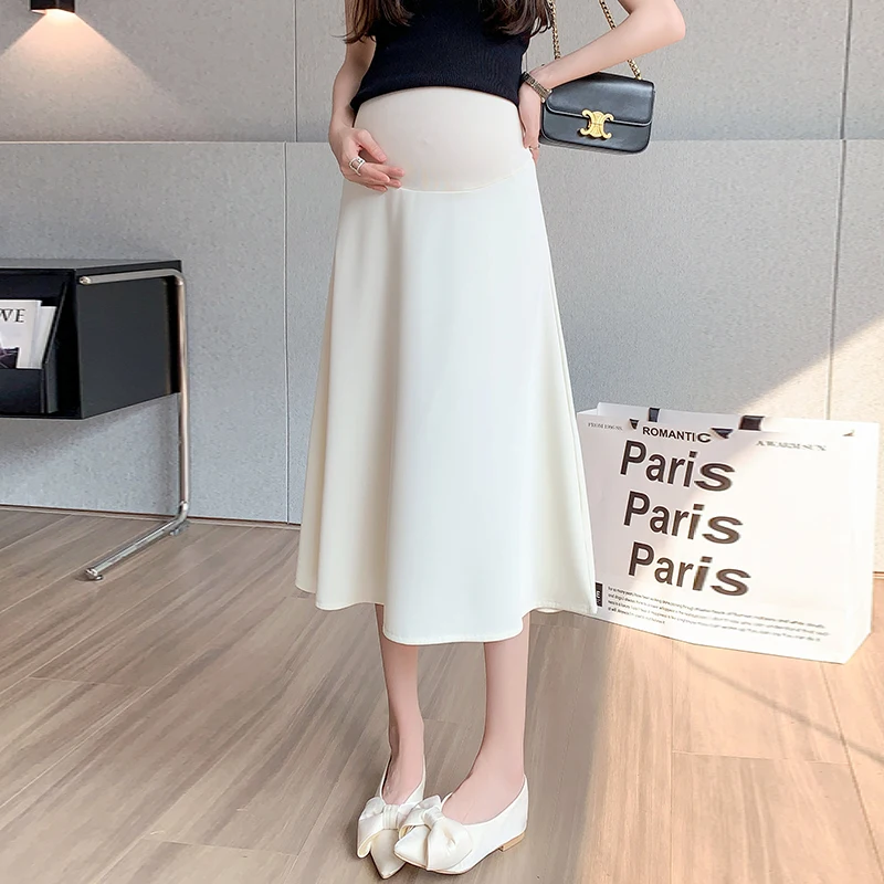 Summer Elegant French Style Maternity Blazer Skirt for Women Flattering High-Waisted A-Line Midi Skirt for Pear Body Shape