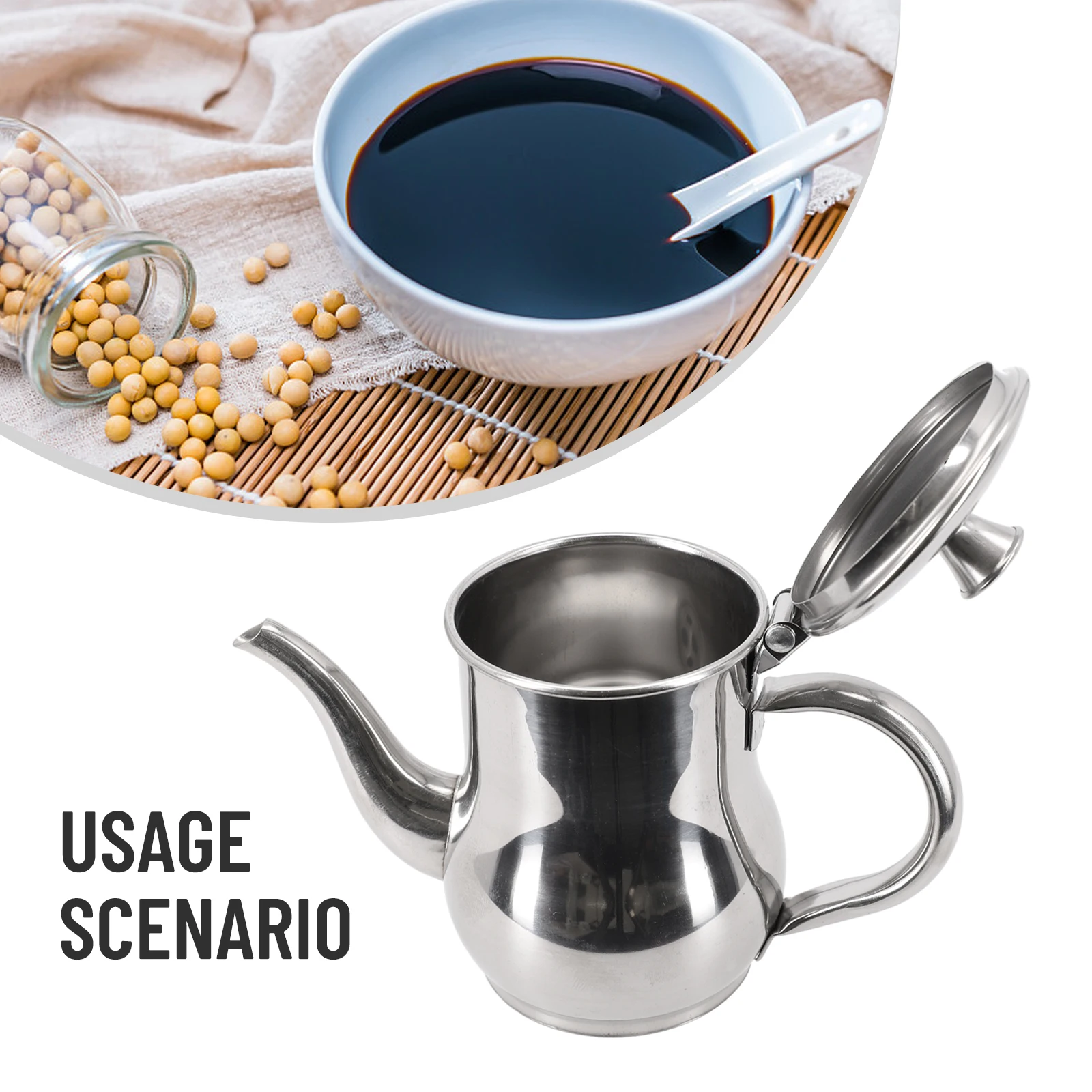 

Stainless Steel Oilcan 11Ounce Consumption Each Durable Silver Strong All-steel Handle Comfortable Feel Cooker