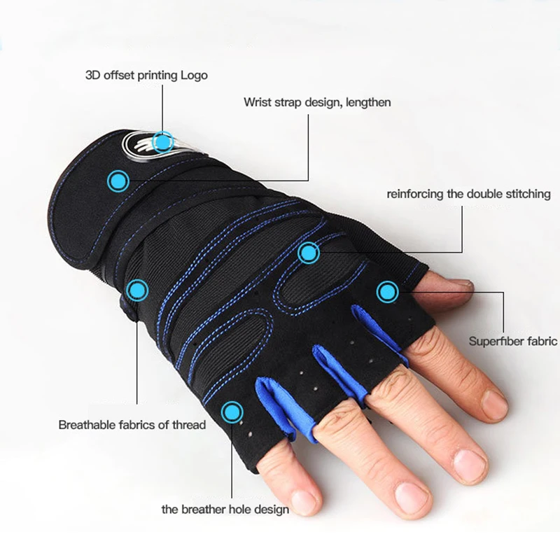 Weightlifting Gloves Men Women Four Seasons Gym Wrist Band Fitness Gloves Barbell Equipment Sports Cycling Non-Slip
