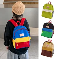 Kids Zipper Backpacks Korean Light Portable Kindergarten Schoolbag Patchwork Color Children Canvas Backpack for Girls Boys Bags 1
