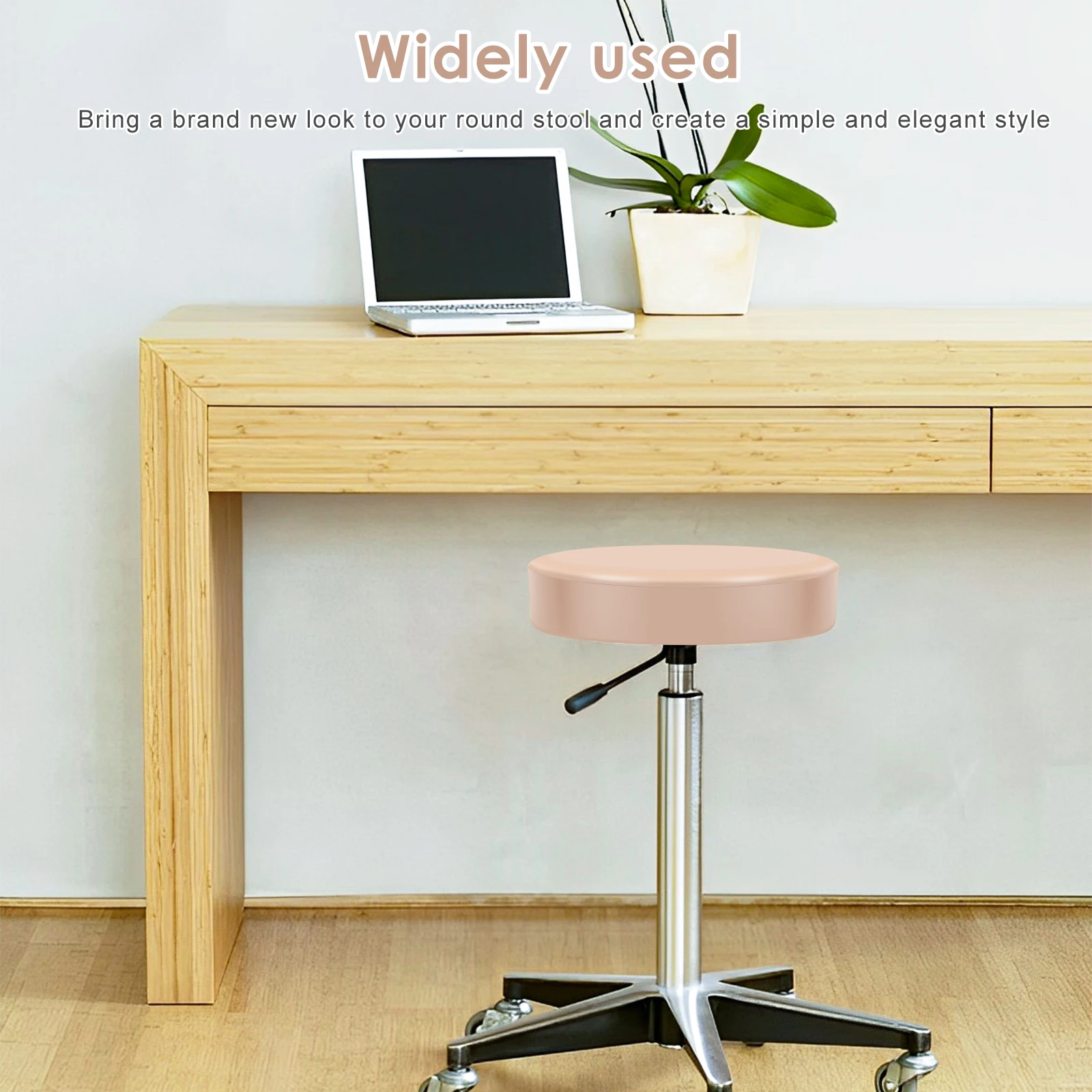 2Pcs Round Stool Seat Cover PU Leather Bar Stool Chair Cover Waterproof Dustproof Elastic Furniture Protector for Restaurant Bar