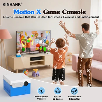 Console di gioco KINHANK Motion X con oltre 20 giochi per bambini e famiglie, aggiornamento mensile, sistema di gioco plug & play controllato dal movimento per interni 1