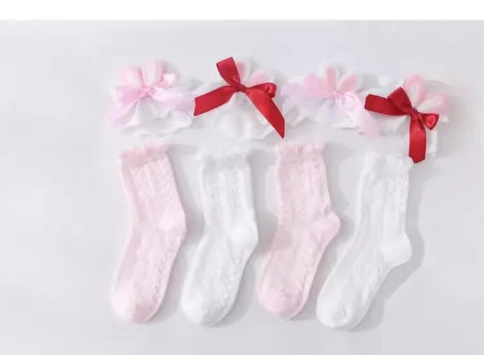 Spring and Autumn New Rabbit Ears Bow Bunching Socks Sweet Cute Girl Pure Color All-Matching Cotton Short Socks Kawaii Socks