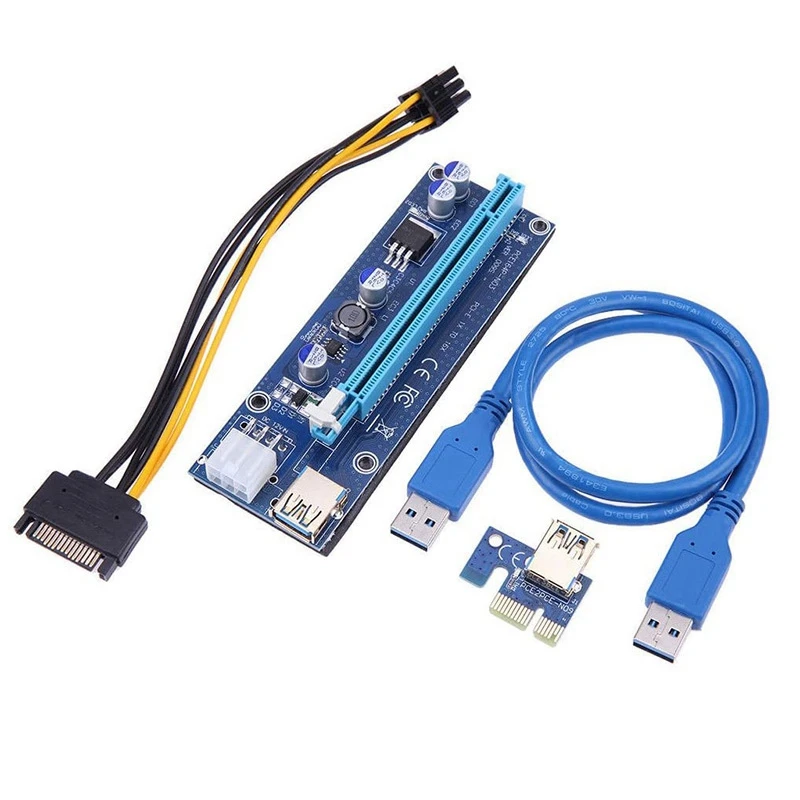 

12 шт., Райзер-карта PCI-E, от 1X до 16X, USB 3,0, VER 009S, плата расширения майнинга для биткоинов