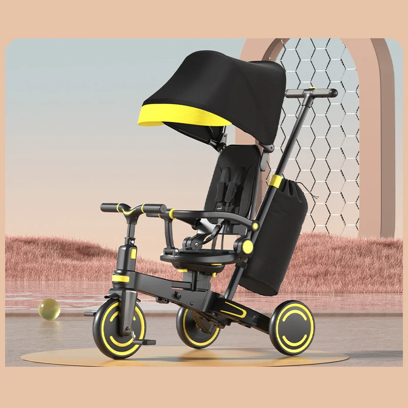 Children's Pedal Tricycle 1-6 Years Old Foldable Baby Sunshade 9 in 1 Lightweight Baby Trolley