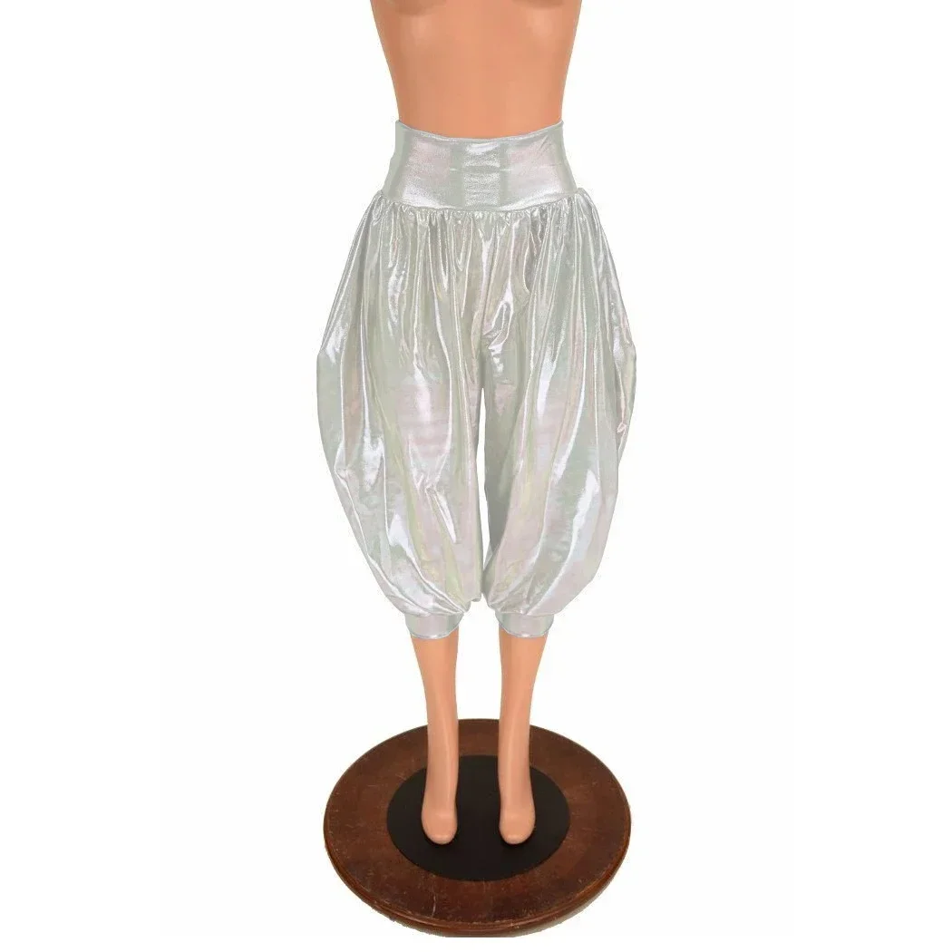 Novelty High Waist Loose Casual Pants Hologram Laser Sissy Sexy Midi Bloomer Pants High Street Unisex Adult Bottoms Clubwear
