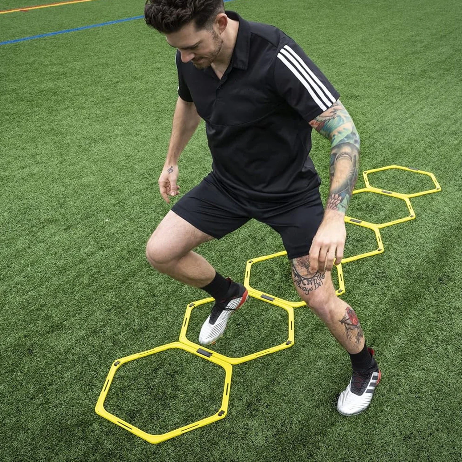 Anelli di agilità esagonali Set scala di allenamento di velocità ostacoli per esercizi Multi forniture scala pieghevole per allenamento di calcio Fitness - immagine 5