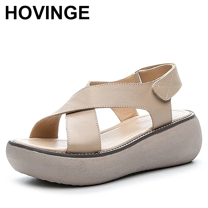 

Women's Summer Thick Sole Heightening New Retro Genuine Leather Single Shoes Casual Cowhide Sandals