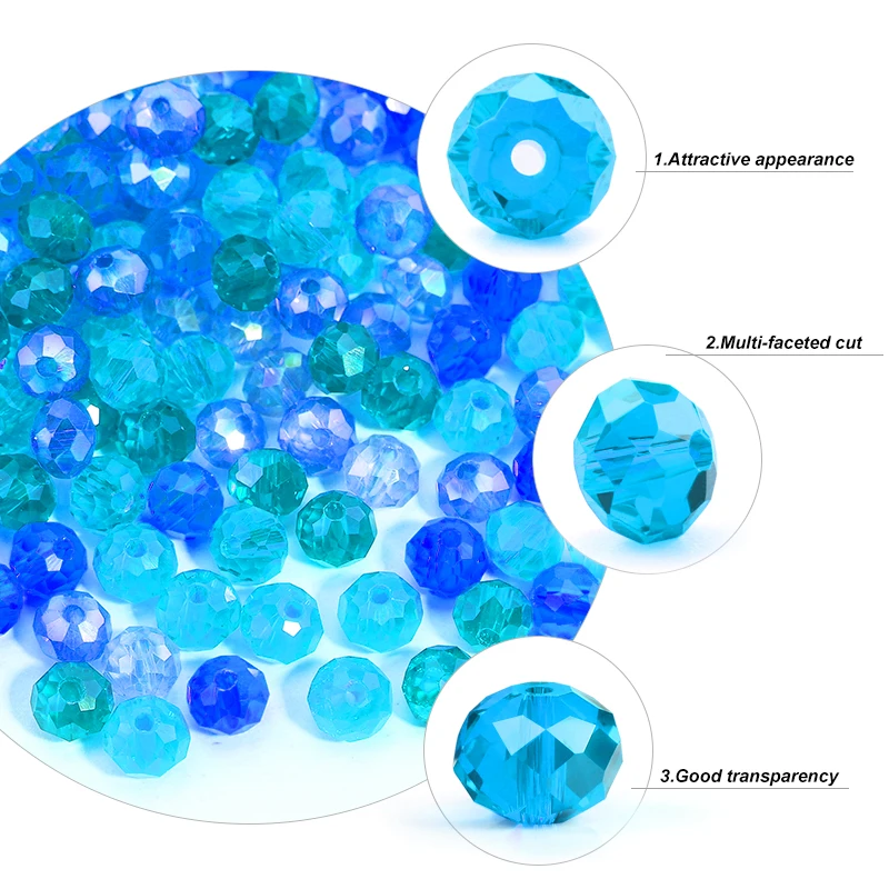 Blue Multicolor Rondelle Austria Faceted Crystal Glass Beads for Jewelry Making 2