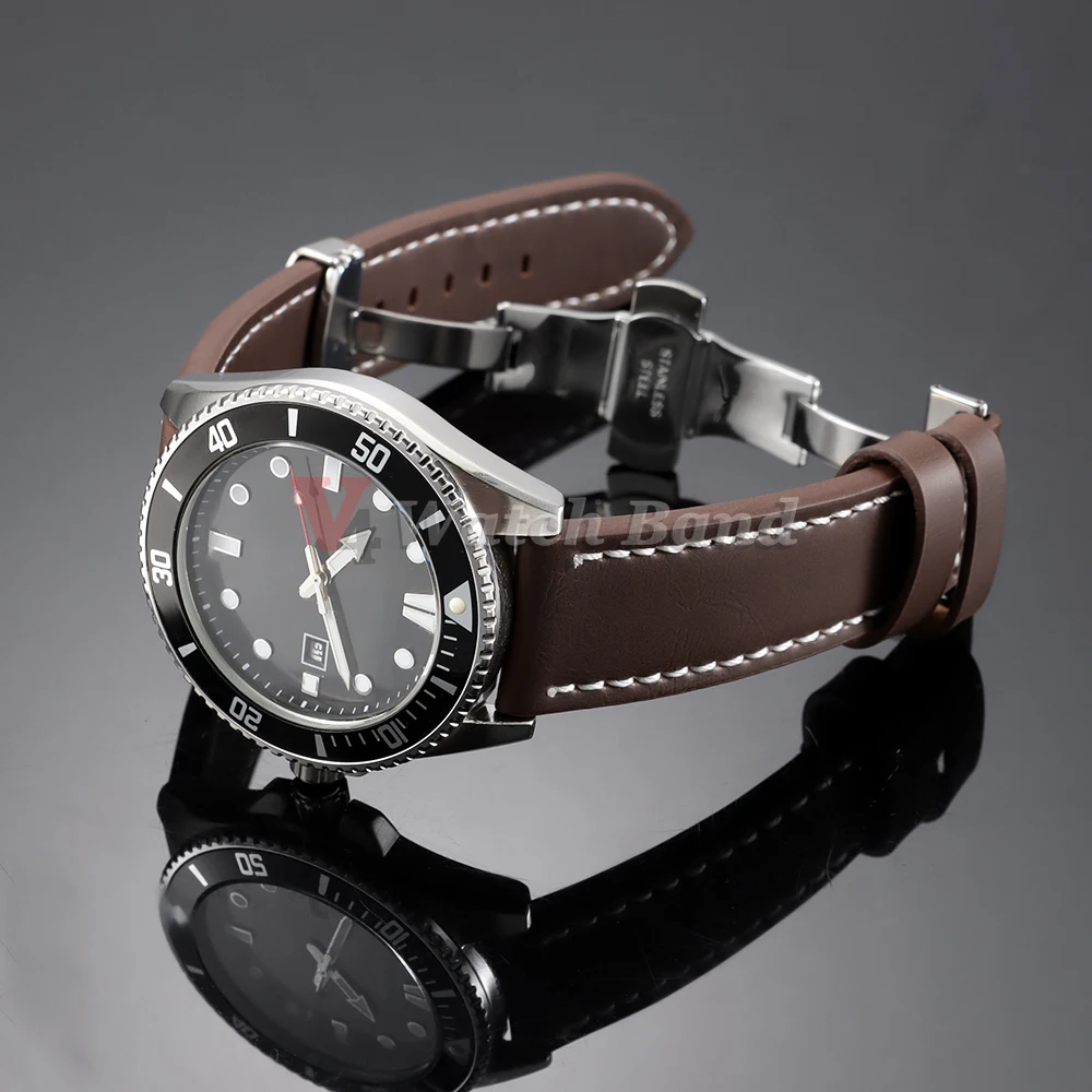 Vintage Black Brown Genuine Leather Watch Band Strap - Classic Wristbelt