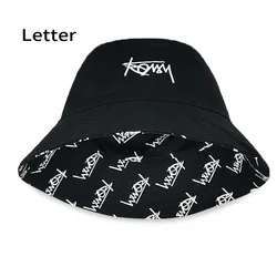 Oversized Unisex Hip Hop Bucket Hat - Large Fashionable Summer Sun Cap - XL 61-63CM (Letter black)
