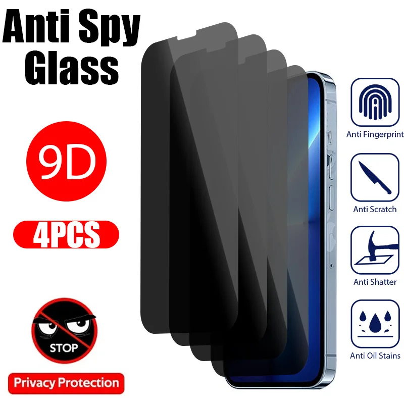 4Pcs Privacy Glass For iPhone11 12 13 14 Pro Max Mini Anti Spy Peeping Screen Protector For iPhone14 6 6S 7 8 Plus SE 2020 2022