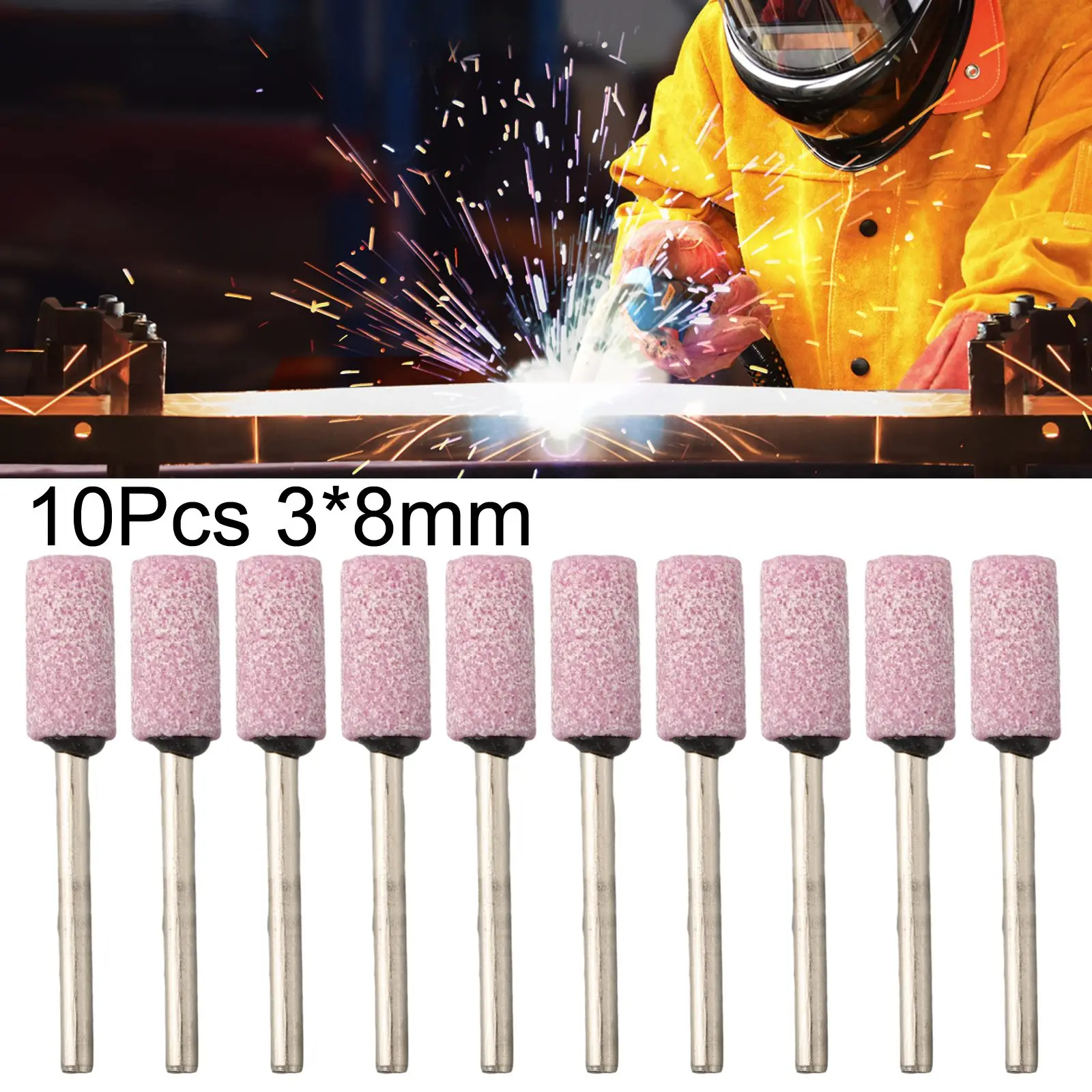 10 Pcs Grinding Head Bit Polishing Head Wheel Abrasive Mounted Stone 3*8mm For Rotary Tools Electric Grinder Accessories