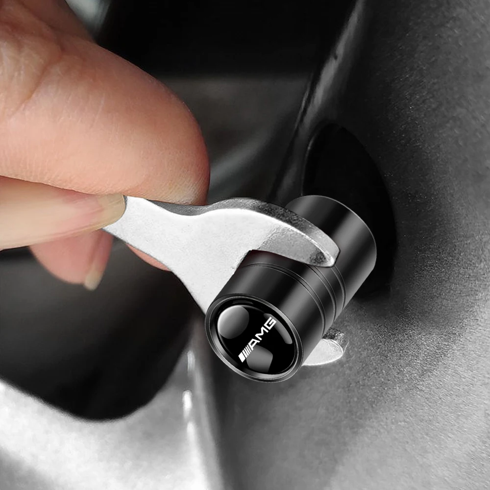 메르세데스 벤츠 AMG W108 W124 W126 W140 W168 W169 W176 W177 W190 W201 W202 용 4Pcs 금속 휠 타이어 밸브 캡 - 자동차 액세서리