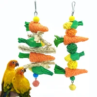 Parrot Chew Grind Teeth Bird Toy Hamster Rabbit Toy Birds Swing Cage Hanging Accessory Handwoven Carrot Corn Vine Ball Toy 1