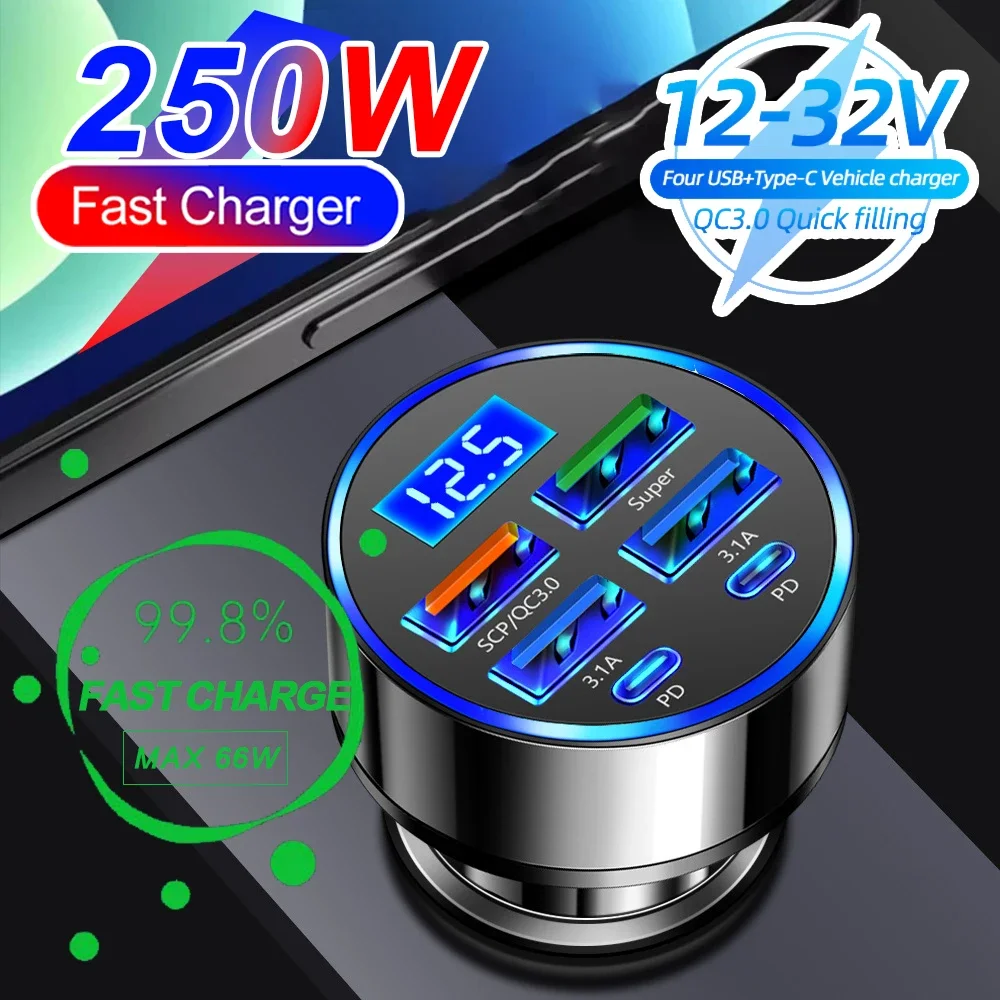 รูปสินค้า ที่ชาร์จรถยนต์ PD 250W ชาร์จเร็ว 6 พอร์ต