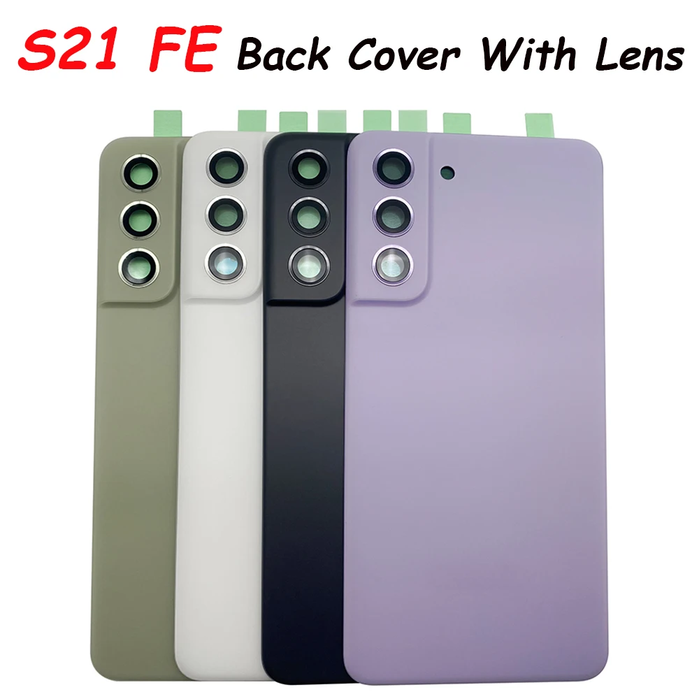 

New For Samsung S21 FE 5G Back Battery Cover Door Rear Housing Replacement Parts S21 FE G990B G990E Battery Cover With Lens
