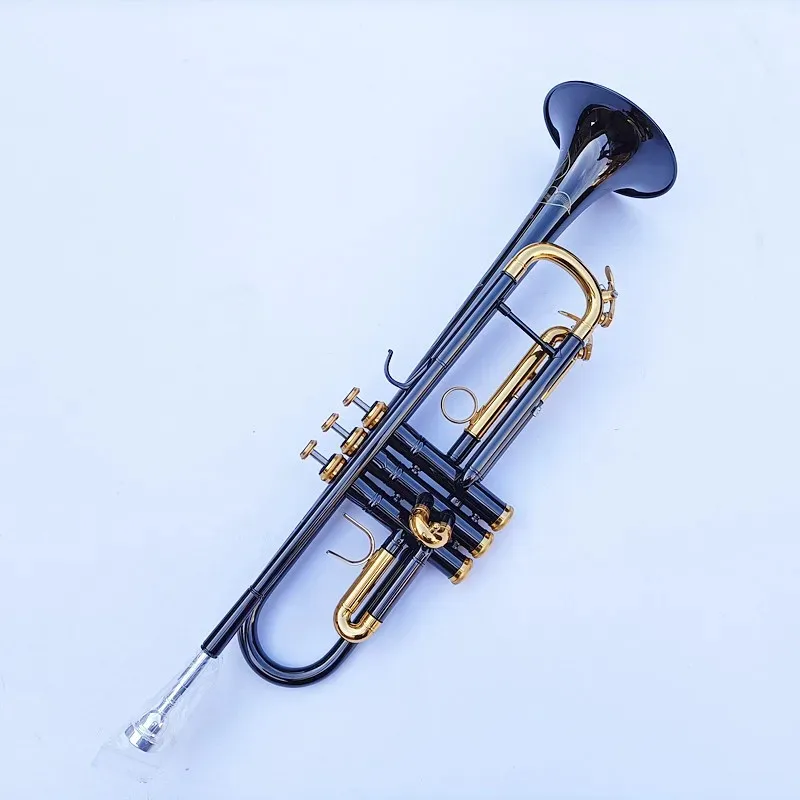 New Sell Professional Bb Trumpet Black Nickel Gold Plated Yellow Brass Instruments Bb Trumpete Popular Musical Inst