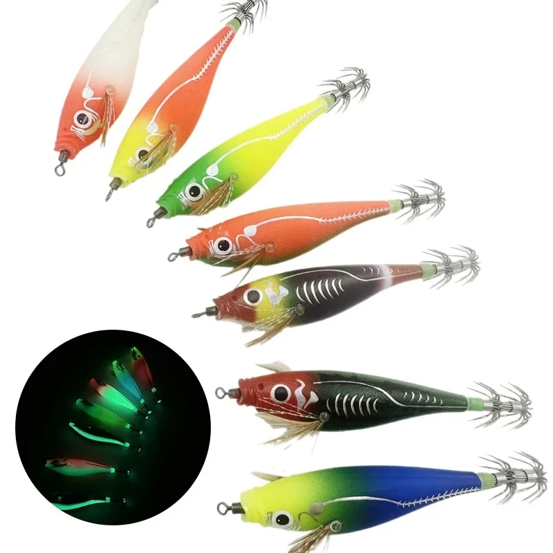 1PCS Luminous Fishing Lure Squid Jig Hook Octopus Shrimp Cuttlefish Crankbait Floating Fishing Hard Bait Wobblers Swimbait Pesca
