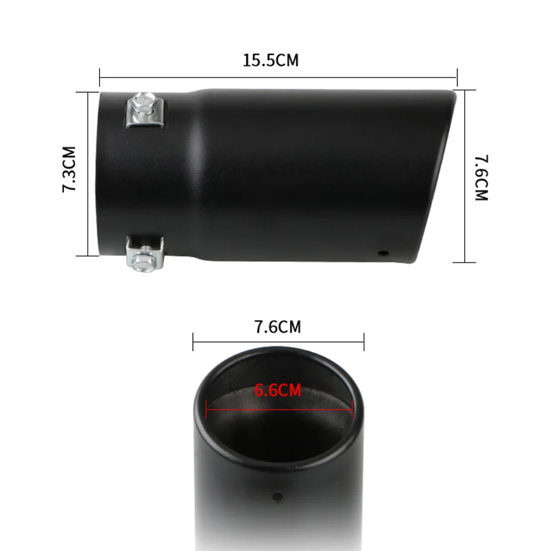 Car Exterior Exhaust Tail Muffler Tip Pipes 70mm inlet 76mm outlet