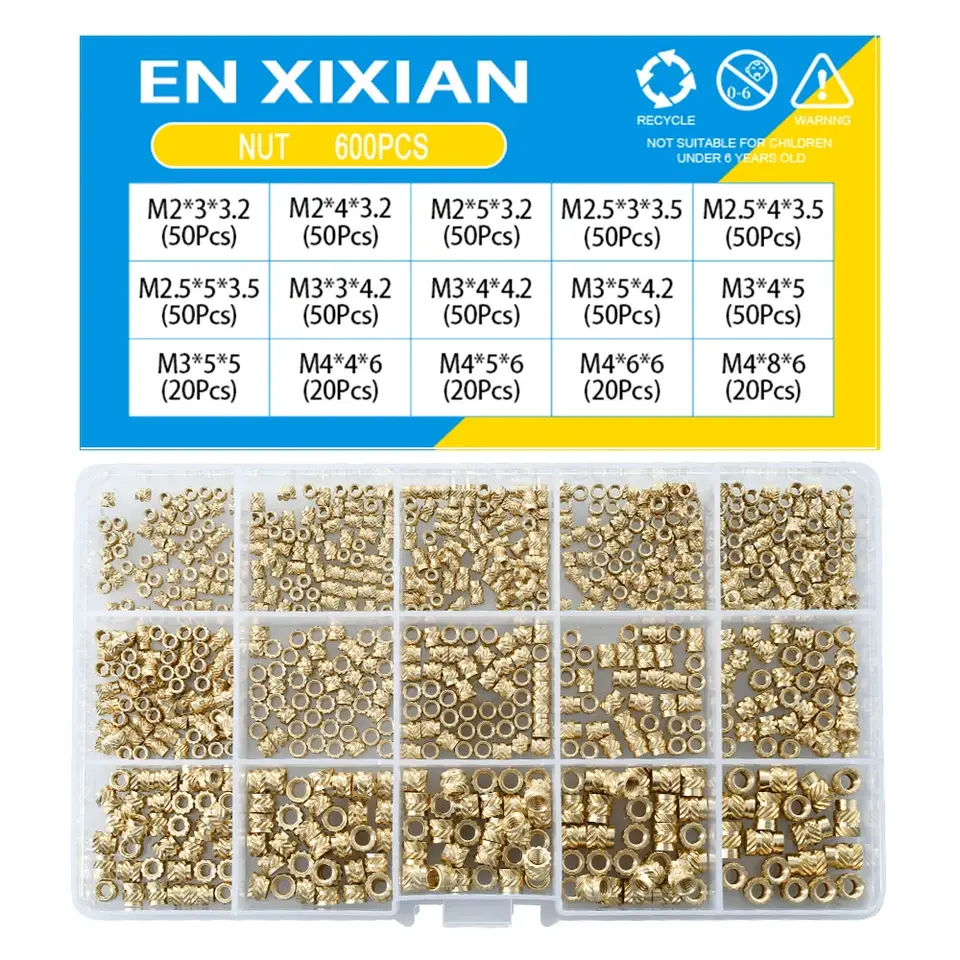 M2 M2.5 M3 M4 M5 M6 Brass Heat Set Insert Nut Hot Melt Knurled Threaded Inserts for 3d Print Embedment Copper Nut Assortment Kit image 9