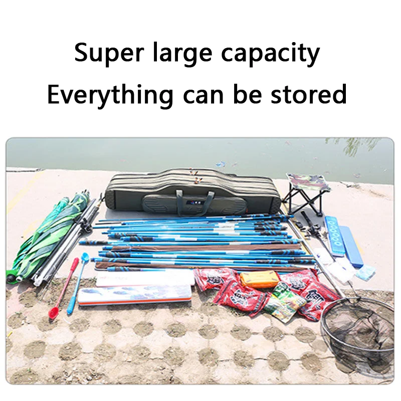 Sac de pêche léger et étanche 2-4 couches 130 cm pour canne, leurres et moulinets - Boîte de rangement