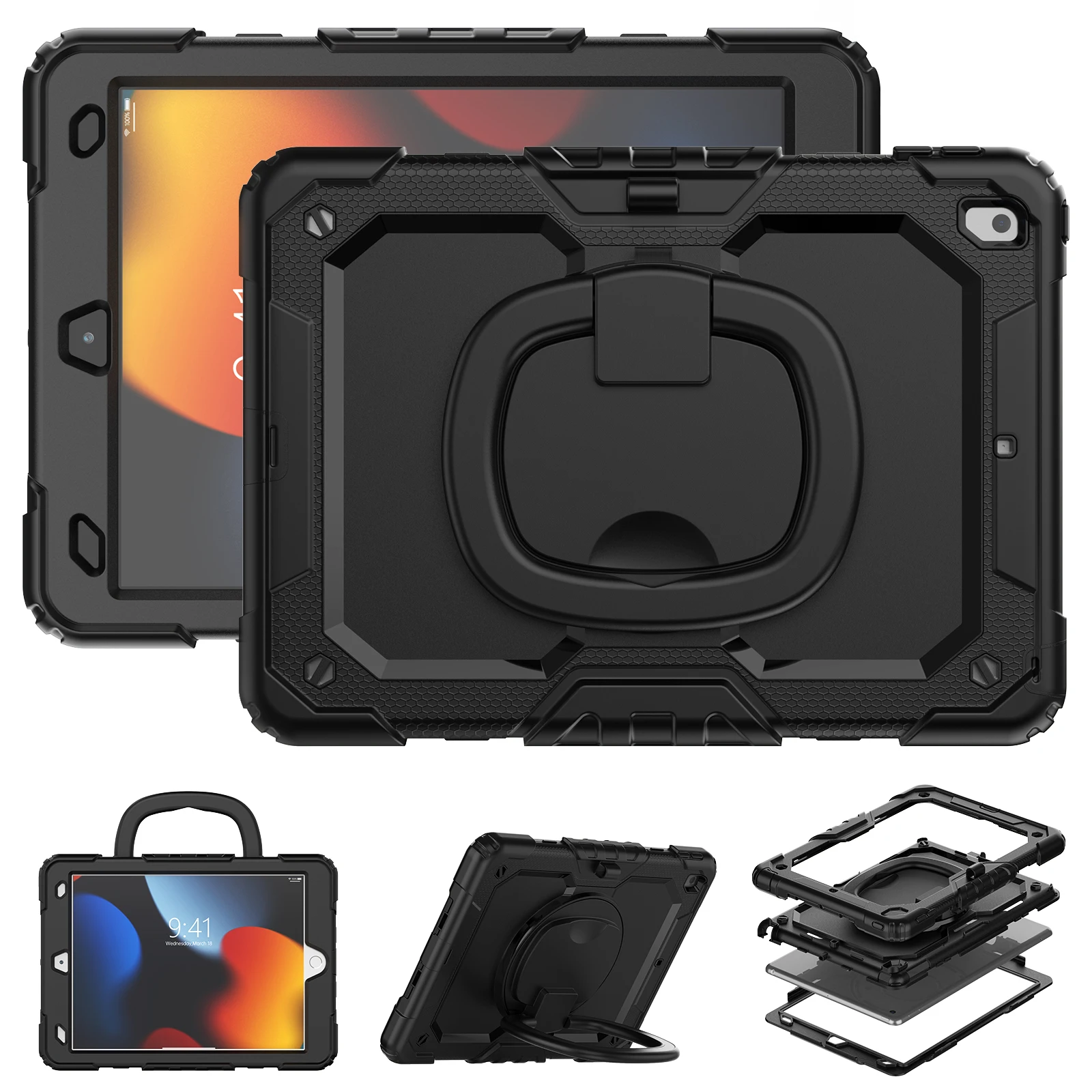 Heavy Duty Red Tablet Case IPad Air 2 3 4 10.9 Pro 11 2022 Kids Shockproof Cover For 7th 8th 9th 10.2 Mini 5 6 9.7_voghion.com