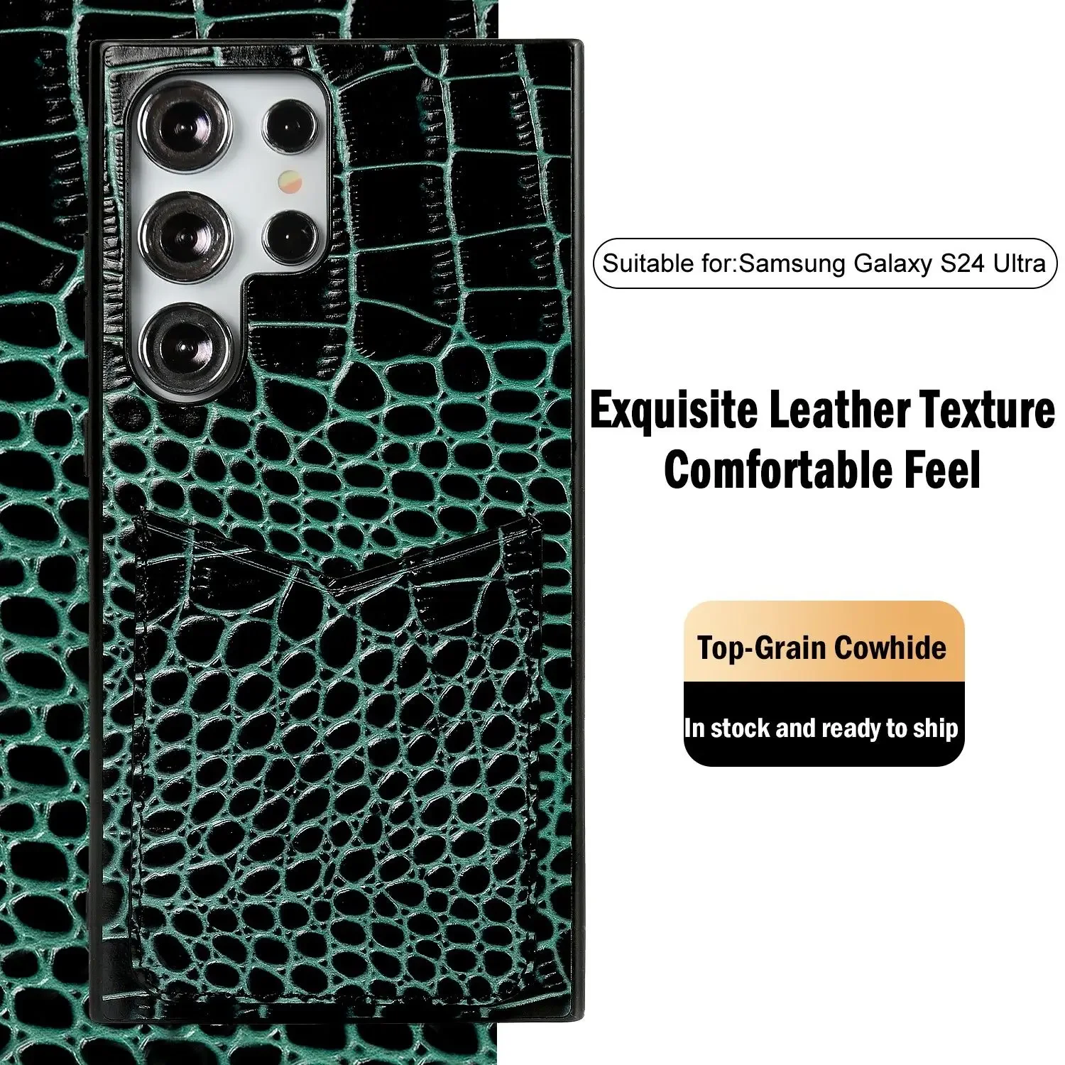 Premium Genuine Leather Full-Wrap Phone Case with Card Holder